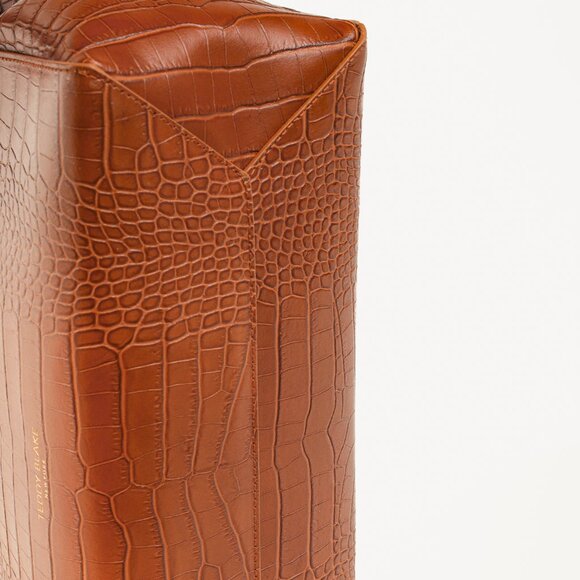 Teddy Blake Gigi Croco Camel Brown Top Handle Leather Handbag - Picture 5 of 12